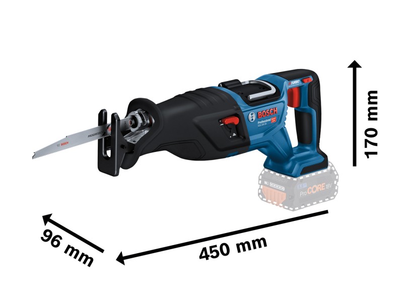 Akumulatorska sabljasta žaga Bosch BITURBO GSA 185-LI, 18V, 230mm, 3.2kg, 06016C0020